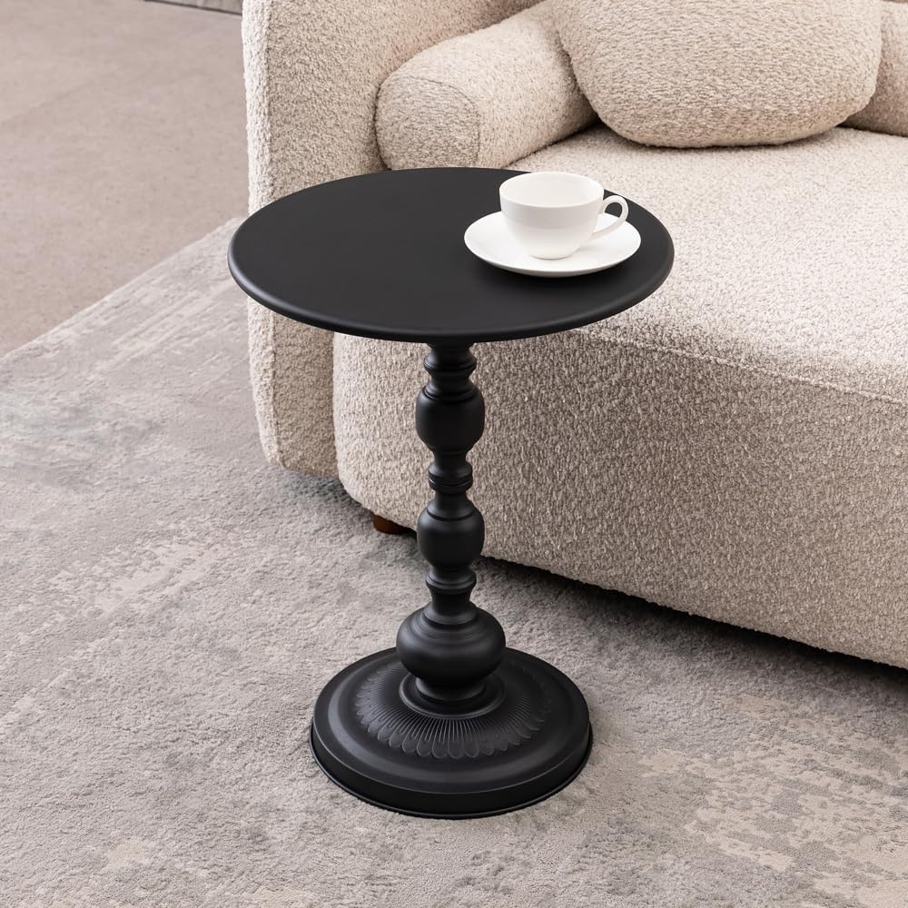 Saiveina Adjustable Side Table, Small Tea Martini Table, Gold, Natural Marble Decorative Pedestal End Table for Display and Storage