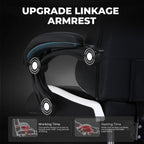GTPLAYER Gaming Chair High Back Computer Chairs with Foot Rest for Adults, Ergonomic Height Adjustable Recliner Chair 300lbs with Linkage Armrest and Lumbar Support for Home Office, White