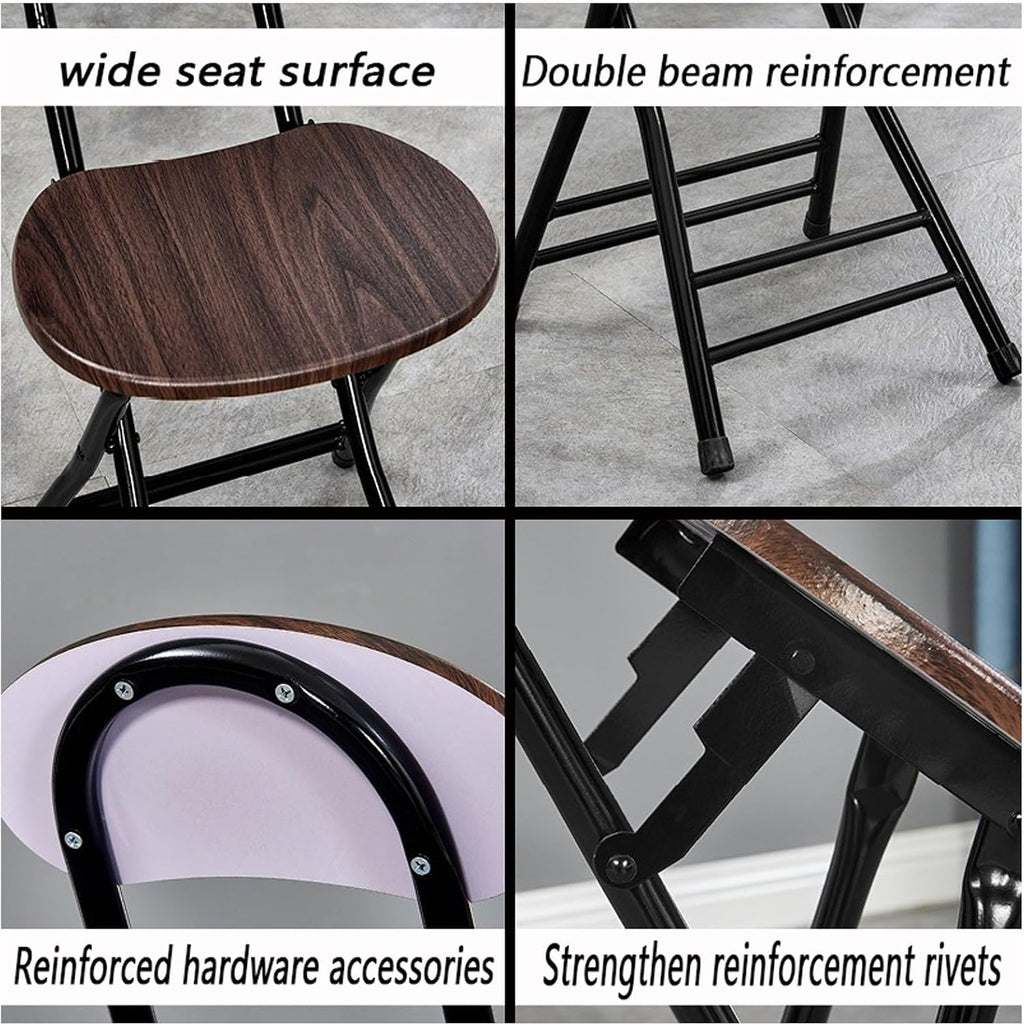 Folding Stools Open Back-Wooden Chair Metal Frame Black-Hard Seats Office Desk Guest Chair Stackable,Conference Room Chairs(Wood)