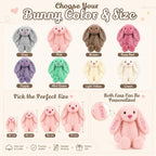 Terwex Personalized Baby Blanket & Plush Bunny Set, Custom Baby Blankets for Girls Boys with Name, Customized 2-in-1 Dot Receiving Swaddle & Rabbit Set, Toddler Infant Gifts for Baby Shower Birthday