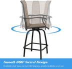 Patio Bar Stools, Outdoor Swivel Bar Height Chairs with Textilene Mesh Fabric, Set of 2