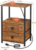LOAKEKEL Narrow End Tables Living Room Set of 2 with Charging Station