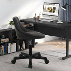 KLASIKA Black Low Back Rolling Stool PU Leather Vanity Stools, Adjustable Height Ergonomic Swivel Rolling Desk Stool Work Office Swivel Chair, Makeup Salon Spa Stools