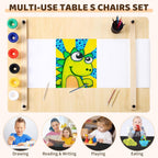 Garvee 4 in 1 Kids Art Table and Chair Set, Toddler Craft Table with Large Storage Drawers & Portable Art Organizer, Wooden Drawing Desk for Children, Activity Desk, Home Study Table & Toy Station