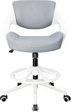 Ergonomic Drafting Chair,Standing Computer Desk Chair,Foot Ring,Lumbar Support,Swivel Task Chair -Grey