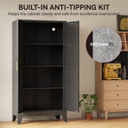 COFaR 61" Metal Pantry Cabinet in Black, Modern Storage Cabinet with Adjustable Shelves, Sturdy Metal Cupboard for Kitchen, Office, Living Room & Bathroom Organization