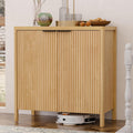 HOMMPA 31.5'' Sideboard Buffet Cabinet with Storage Fluted Sideboard Buffet with Adjustable Shelves Coffee Bar Console Table Cabinet for Hallway Entryway Living Room or Kitchen Natural