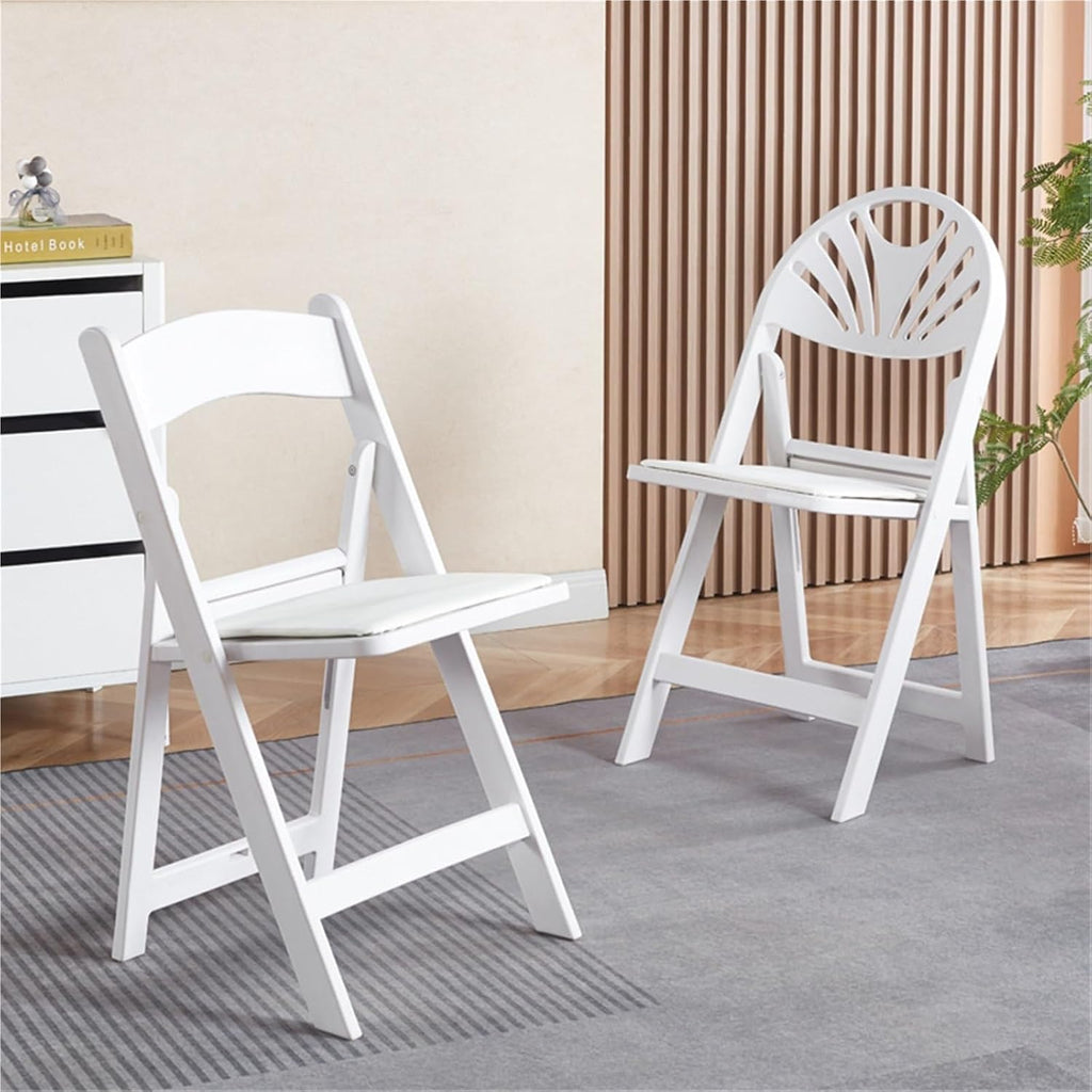 2 Pack White Plastic Folding Chair, Indoor Outdoor Portable Seat with for Events Office Wedding Party Picnic Kitchen Dining(Color2)