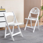 2 Pack White Plastic Folding Chair, Indoor Outdoor Portable Seat with for Events Office Wedding Party Picnic Kitchen Dining(Color2)