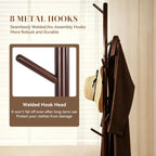 Wooden Coat Rack Freestanding, Corner Bag Purse Coat Hat Rack Tree Hanger Stand Holder Wood Modern Entryway Office Decor Furniture for Small Spaces Standing Heavy Duty Clothes Clothing Rack Hall Tree