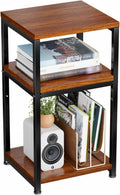 Ekisemio 3-Tier Side Table – End Table Nightstand for Small Spaces & Living Room, Rustic Brown
