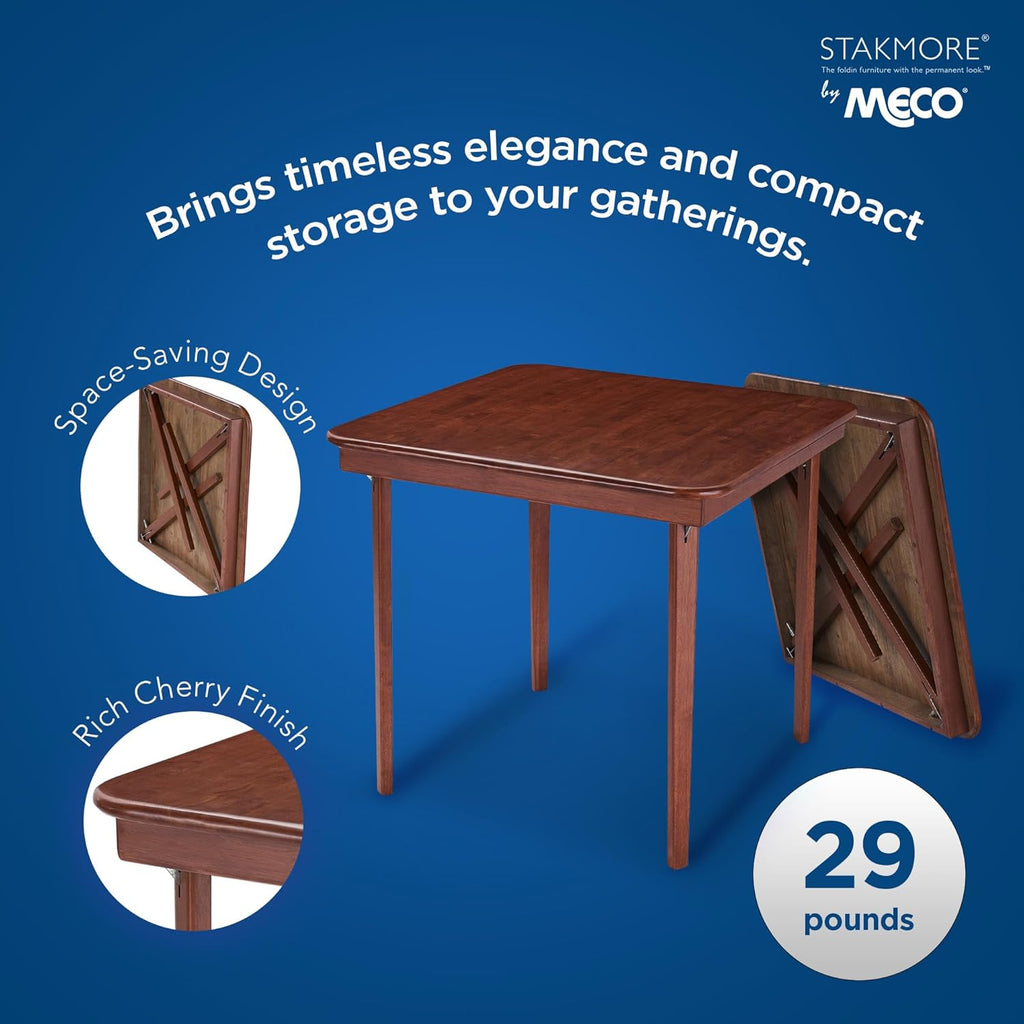 Stakmore Classic Straight Edge Solid Wood Folding Card Table, Cherry Frame