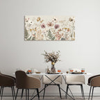 BewDalky Vintage Wildflower Canvas Wall Art Rustic Farmhouse Botanical Floral Landscape Painting Beige Pink Watercolor Meadow Flower Artwork Prints for Bedroom Living Room Aesthetic Home Decor 12"x24"