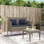 Poly Rattan Garden Bench with Cushion, Outdoor Storage Bench with Waterproof Cushion, PE Rattan Patio Seat with Storage Bag for Cushions and Towels