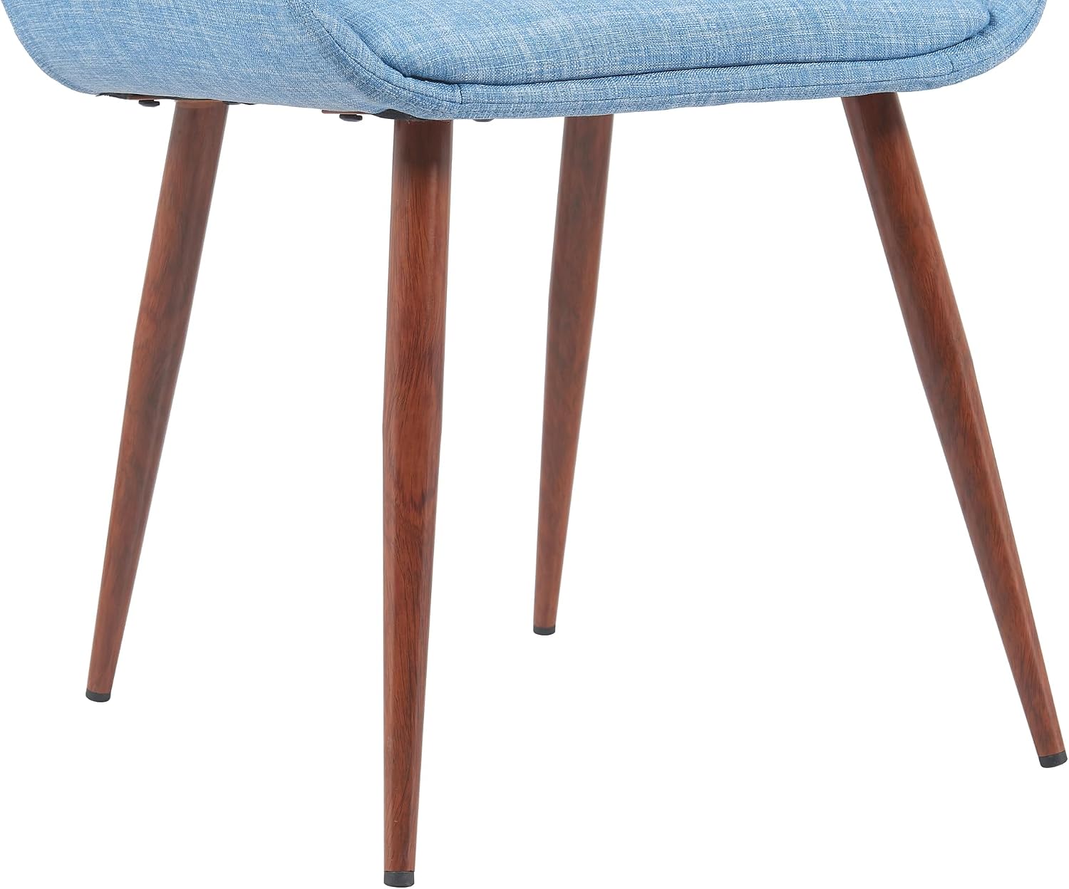 Armen Living Panda Mid-Century Upholstered Dining Chair in Walnut Finish with Light Blue Fabric Seat