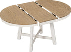 Knocbel Farmhouse 4-Person Extendable Dining Table Set, 5-Piece Dinette Set with Upholstered Nailhead Trim Chairs, Kitchen Dining Room Small Space Furniture Set (Oak Natural and Antique White)