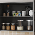 ECACAD Wall-Mounted Kitchen Pantry with Doors, Drawers & Adjustable Shelves, Kitchen Cupboard Storage Cabinet with White Top for Living Room, Grey