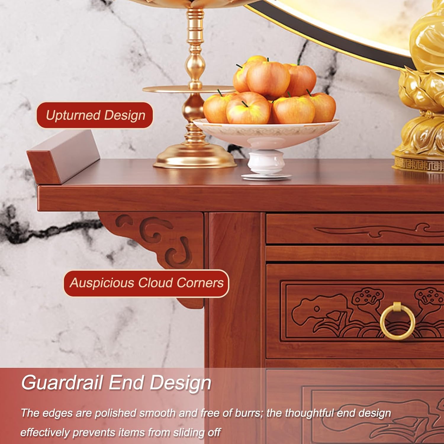 Altar Table with Storage Drawers & Cabinets, Porch Tables with Pull-Out Storage Board, for Home Temple, Meditation Room, Living Room(88 * 48.8 * 108cm/34.6 * 19.2 * 42.5in)