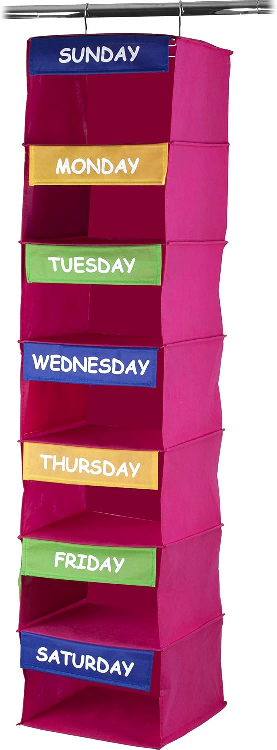 Sagler Daily Activity Organizer Kids 7 Shelf Portable Closet Hanging Closet Organizer Great Closet Solutions (Pack of 2)
