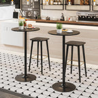 Giantex Two-in-one Bar Table with Detachable Pole, Metal Base, 24" Round Top, 40"/22" Two Convertible Height, Cocktail Table, Coffee Table, Pub Table for Dining Room, Restaurant, Kitchen (1, Black)