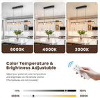 37.6" Linear Kitchen Island Lighting, 28W Wood Farmhouse Chandelier Dining Room Light Fixture, 3-Light Rustic Dimmable Pendant Lights for Kitchen Island Over Table