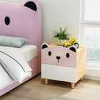 Children'sBedsideTableWood,ModernMinimalistNarrowNightstandForBedroom,BedsideCabinet2Drawer,SmallCartoonBearBedsideCabinetStorageCabinet40X35X51CM(Color:Pink) Needed