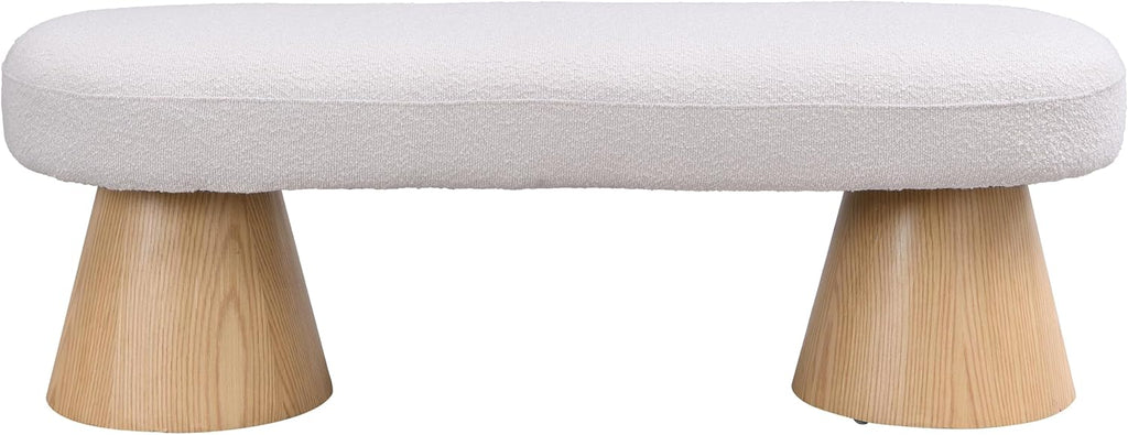 Christopher Knight Home Manila 49" Oval Dining Bench, Boucle Ottoman Bench, Large Dining Chair, Comfort Kitchen Seating, Comfort Long Footstool for Living Room Dining Room, No Assembly Needed, Beige