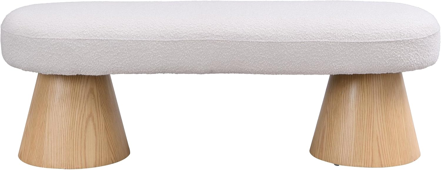 Christopher Knight Home Manila 49" Oval Dining Bench, Boucle Ottoman Bench, Large Dining Chair, Comfort Kitchen Seating, Comfort Long Footstool for Living Room Dining Room, No Assembly Needed, Beige