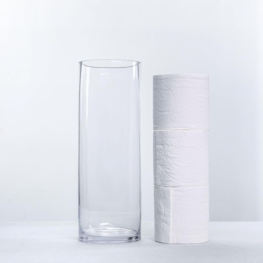 CYS Excel Glass Cylinder Vase (H:14" D:5") | Multiple Size Choices Glass Flower Vase Centerpieces | Hurricane Floating Candle Holder Vase