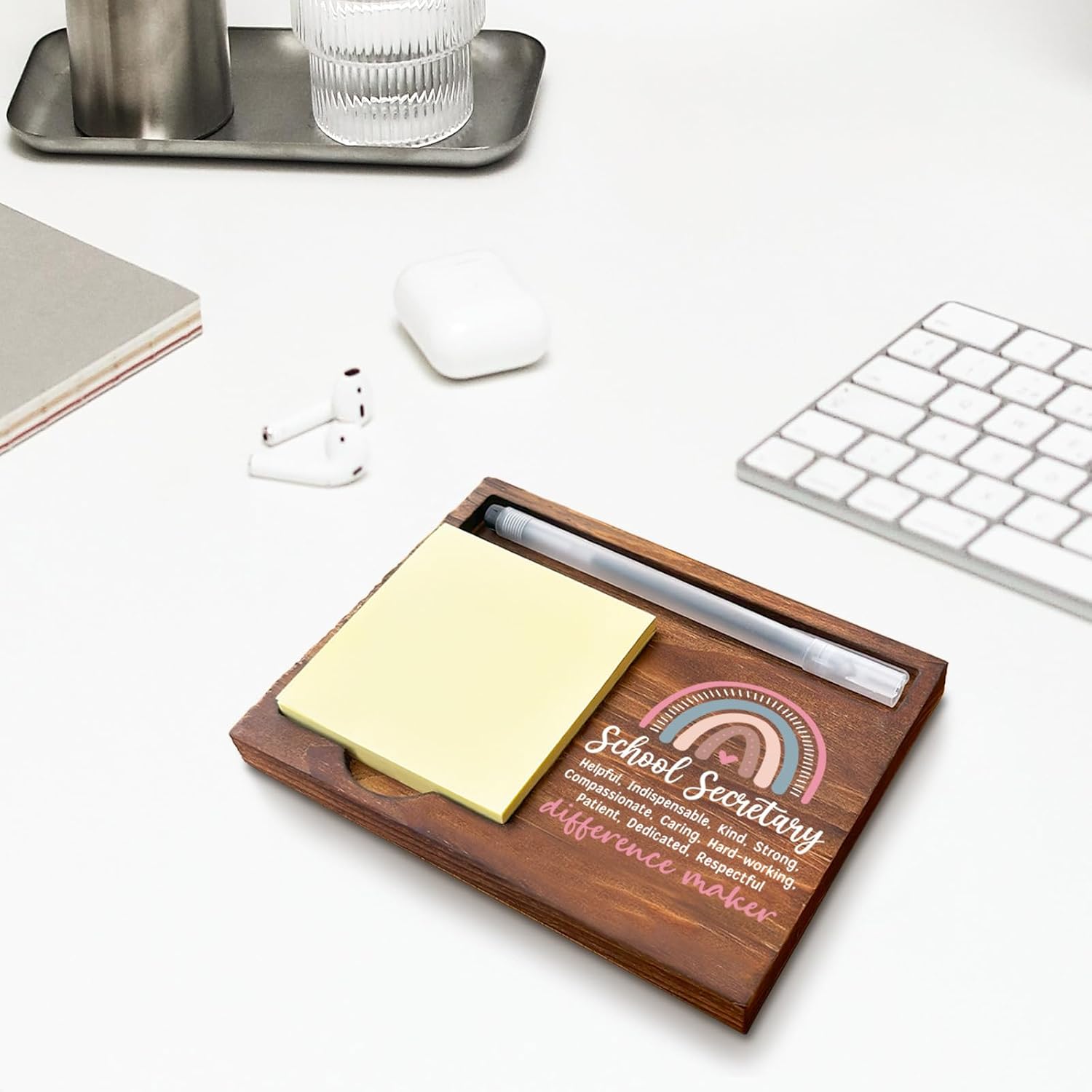 School Secretary Sticky Note Holder, School Secretary Thank You Appreciation Gifts for Women Self-Stick Note Pad Holders WPP17