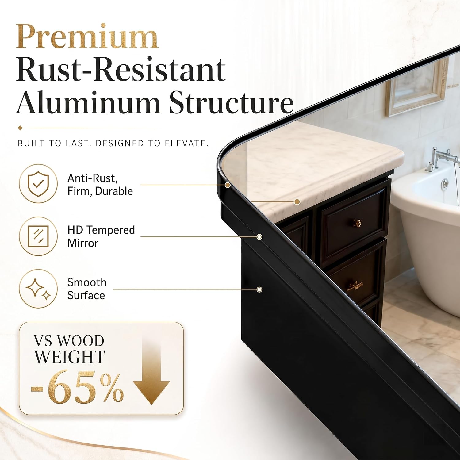 16x24 Medicine Cabinet with Mirror, Aluminum Bathroom Wall Organizer, Pre-Assembled, Center Partition for Tall Bottles, 6 Adjustable Shelves, Soft-Close, Recessed/Surface Mount, Matte Black