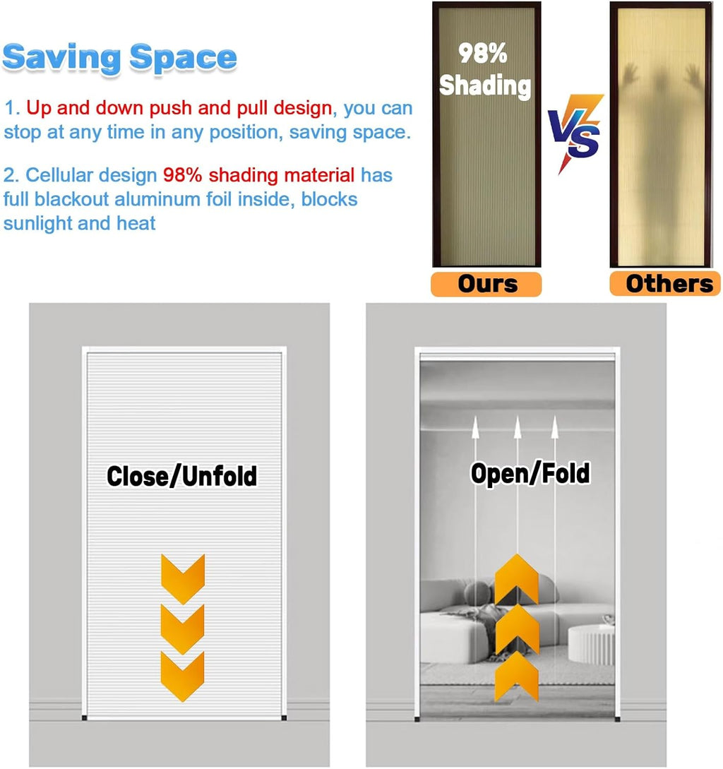 Folding Honeycomb Door, Trackless Invisible Design, Accordion Style, Suitable for Doorways, Dimensions 53x80 in (134.6x203.2 cm)
