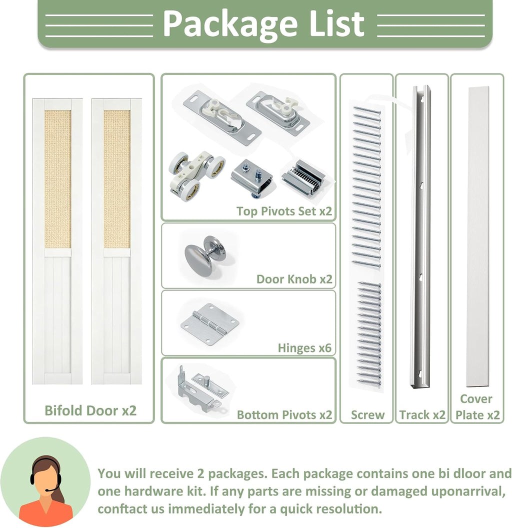 Bifold Door for 48" x 80" Opening, Preassembled Faux Cane Webbing Folding Door with Hardware Kit, MDF Surface, Interior Door Panel for Closet, Pantry & Laundry