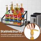 YQBRAO 2-Tier Coffee Syrup Organizer, 8-Bottle Rack, Rustic Brown | Holds up to 8 bottles in two raised rows for coffee bars, kitchens, counters, and beverage stations.