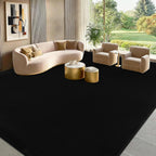 qulint Black Rug for Living Room, 8x10 Washable Rug for Bedroom with Thickened Memory-Foam, Modern Minimalist Large Carpet Solid Comfy Non Slip Carpet for College Dorm Dining Room Classroom Home Decor