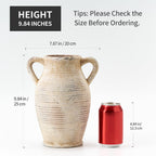 Emotionally Grounded Vase, Vaseking Large Ceramic Rustic Vase with 2 Handles, 9.8 inch Minimalist Decorative Farmhouse Tall Vases for Home Decor, Living Room, Enterway, Wedding, Fired Terra Clay