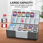 HEIYING Game Card Case Holder Compatible with Nintendo Switch 2/OLED /Lite ,Portable Memory Card Storage Case with 96 Games Cards Slots and 24 Micro SD Cards Slots