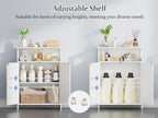 BEWISHOME Bathroom Storage Cabinet, Bathroom Floor Storage Cabinet, Freestanding Bathroom Cabinet with Double Doors and Adjustable Shelves, White 11.8" D x 23.6" W x 33.5" H YYG12W