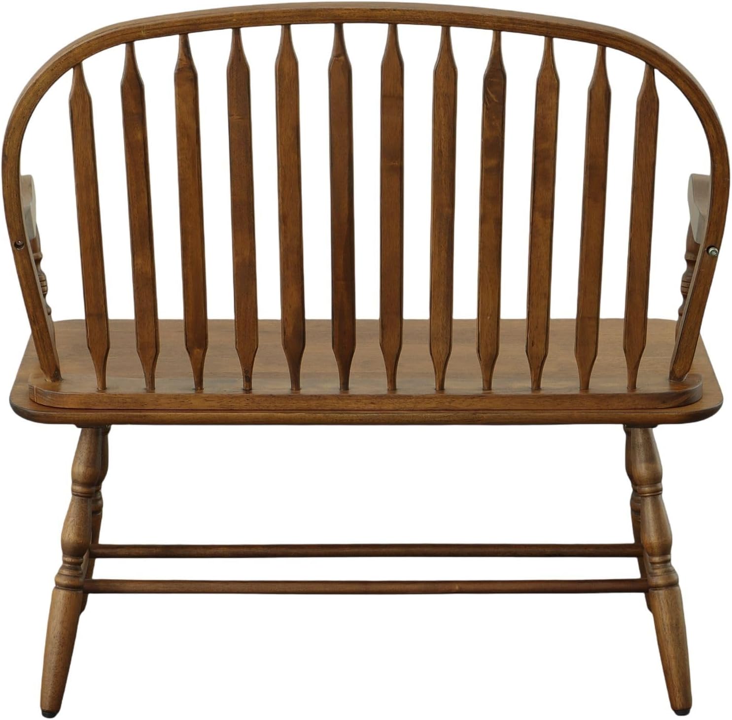 Carolina Chair & Table Farmhouse Windsor Bench – Traditional Style Spindle Back Multi-Step Finish Wooden Frame and Seat Modern Bench - 2 Person Seating Home Decorative Accent Furniture (American Oak)