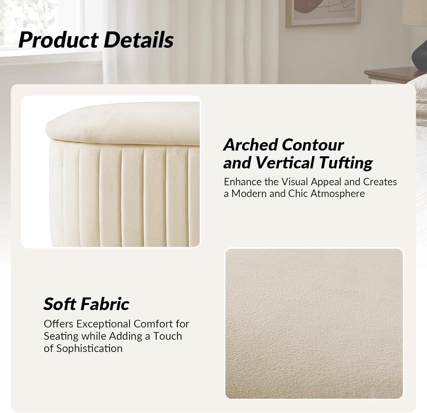 50.5” Velvet Storage Ottoman Bench with Gold-Toned Legs, Luxury Upholstered End of Bed Multi-Functional Footrest & Seat for Bedroom & Entryway