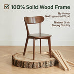 100% Solid Oak Dining Chairs Set of 4, Mid-Century Modern Dining Room Chairs, Wooden Kitchen Chairs with Curved Backrest, Walnut Brown Finish, Sillas de Comedor (4 Chairs)