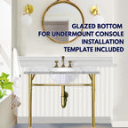 Nantucket Sinks Undermount Bathroom Sink – GB-13x10-W Small Oval Bowl Sink 13 Inch X 10 Inch for Bathroom Vanity, Glazed Bottom for Open Console, White, with Overflow – Ceramic, High Gloss Glaze