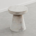SIMPLIHOME Robbie Accent Table - 16 inch Wide Solid Mango Wood End Table in Distressed Aged White, Boho Contemporary Rustic Side Table for Living Room or Bedroom with Multipurpose Function, Assembled