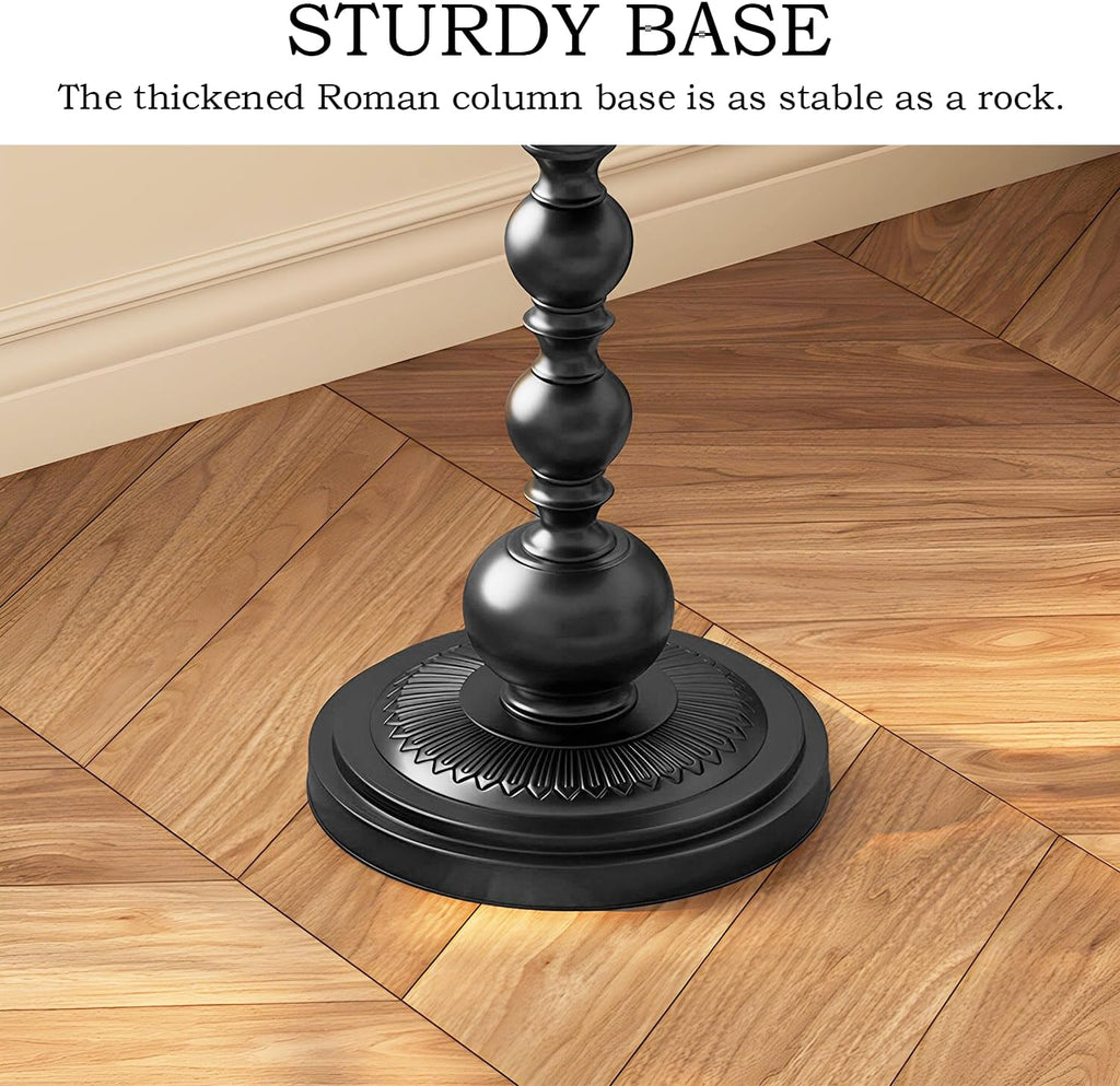 YUNMUARY-Vintage End Table with Solid Wood Top and Metal Base,15 Inch Wide Modern Side Table,Farmhouse Round Accent Tables for Kitchen,Coffee Shop,Dining Room and Bedroom.