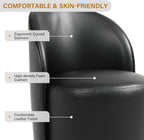 Lumibee Faux Leather Swivel Barrel Dining Chairs Set of 4, Modern Upholstered Round Dining Chairs with 360° Rotation, Comfy Armless Accent Makeup Vanity Chair for Dining/Living Room Kitchen, Black