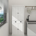 Freestanding Kitchen Pantry with Dawer, 4 Shelves, 2 Double Doors, Rectangular Storage Cabinet, Modern Minimalist, for Living Room, Dining Room, White