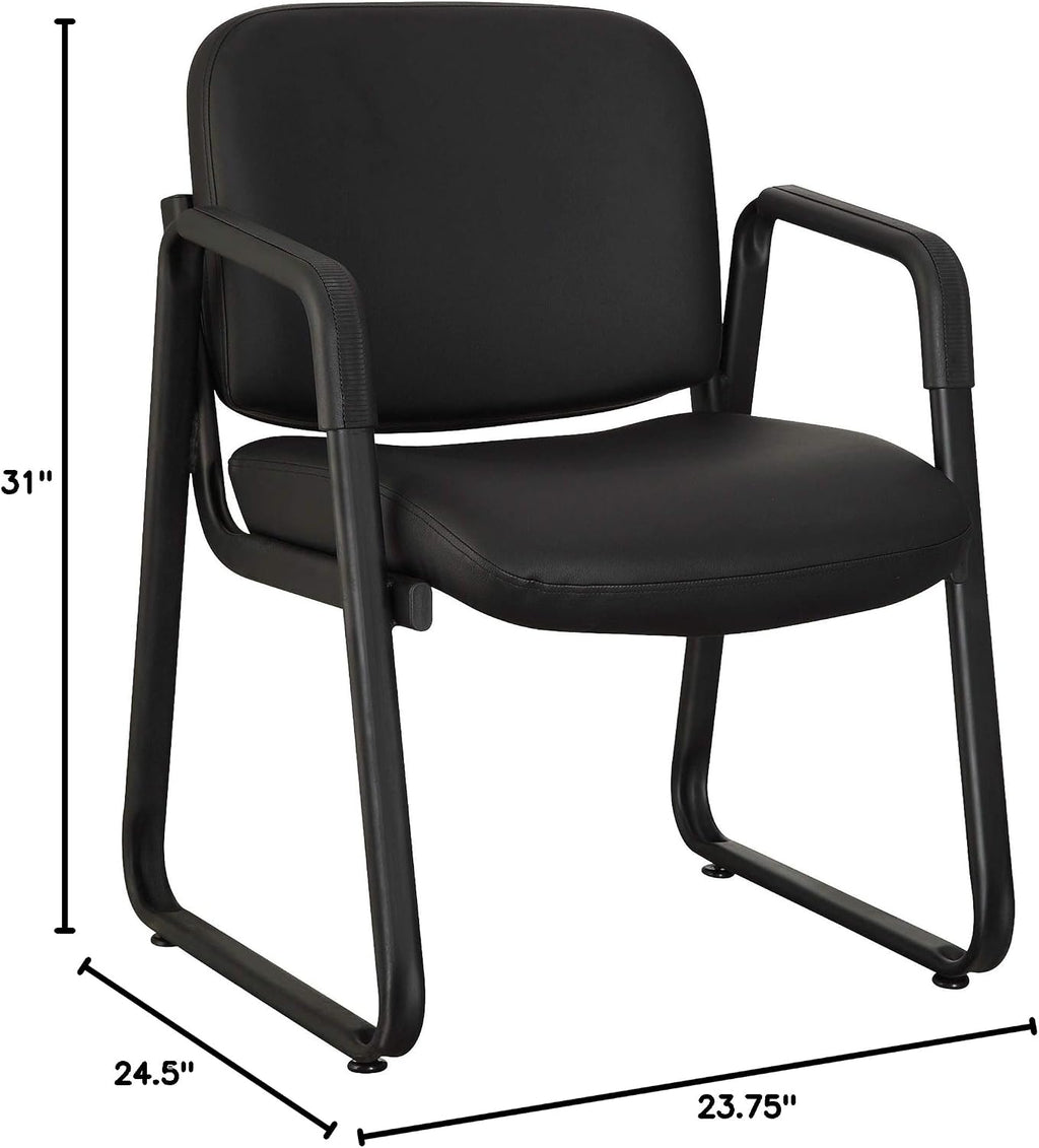Lorell Leather Guest Chair, Black