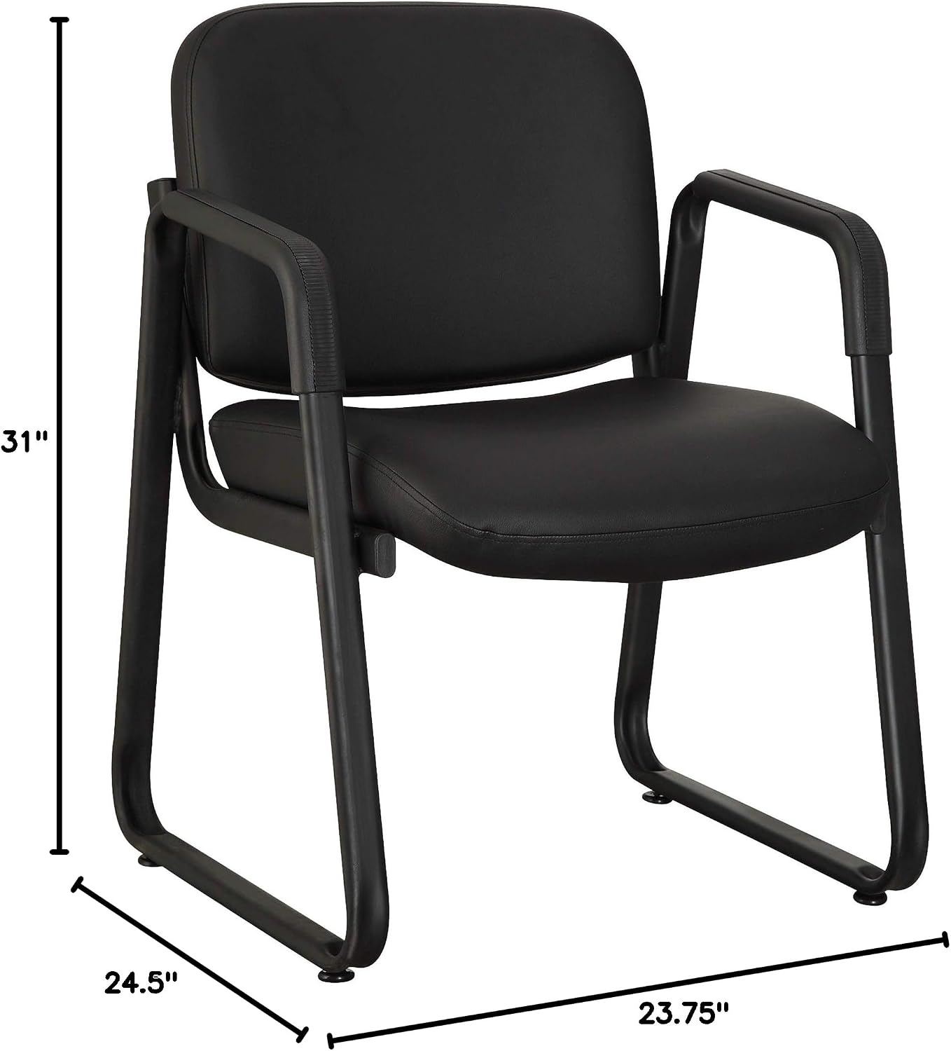 Lorell Leather Guest Chair, Black