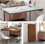 Solid Wood Fold-Up Wall Table, Minimalist Space-Saver Convertible Desk for Small Spaces, Suitable for Dining, Laptop Work, and Home Office Corners(Style-r,L90xW50xH75cm)