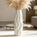 12 Inch White Vase Ceramic Flower Vase, Tall Vases for Pampas Grass, Home Decor, Modern Textured Vases for Living Room Decorations,Table Centerpieces,Shelf,Farmhouse Small Ceramic Vase